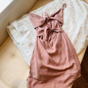 Blush tie front dress